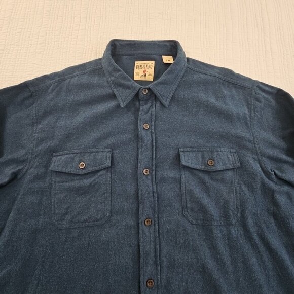 Red Head Brand Co. 2 Pocket Heavy Blue Flannel Shirt Men's 2XL Long Sleeve EUC - Picture 4 of 15